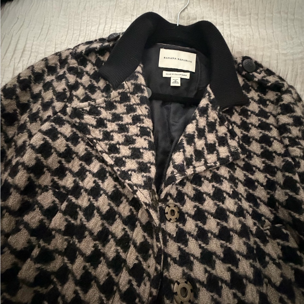 Banana Republic Black and Tan Houndstooth Blazer Medium - Picture 5 of 8